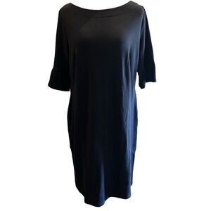 NWT Talbots Woman Classic Navy Knit Bell Sleeve Shift Dress,Sz X,Throw On Comfy